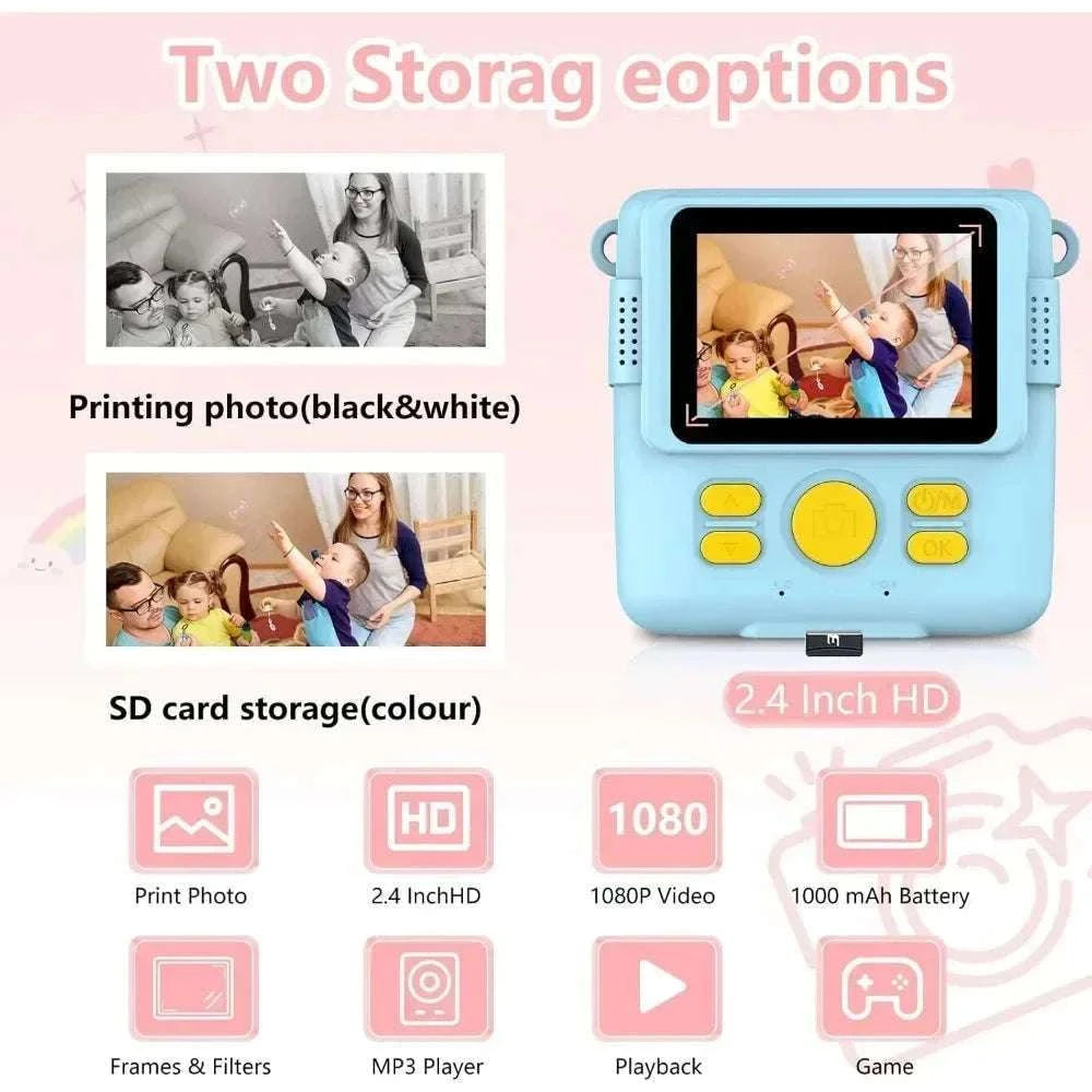 Kids Camera Instant Print with 1080P Video and 32GB Card-
