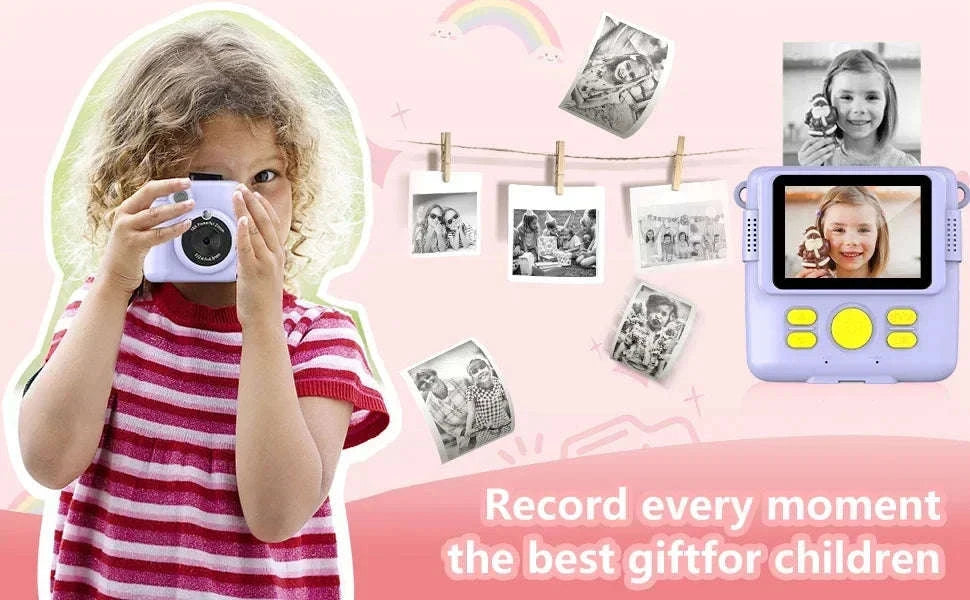 Kids Camera Instant Print with 1080P Video and 32GB Card-ABS681-Blue 32G