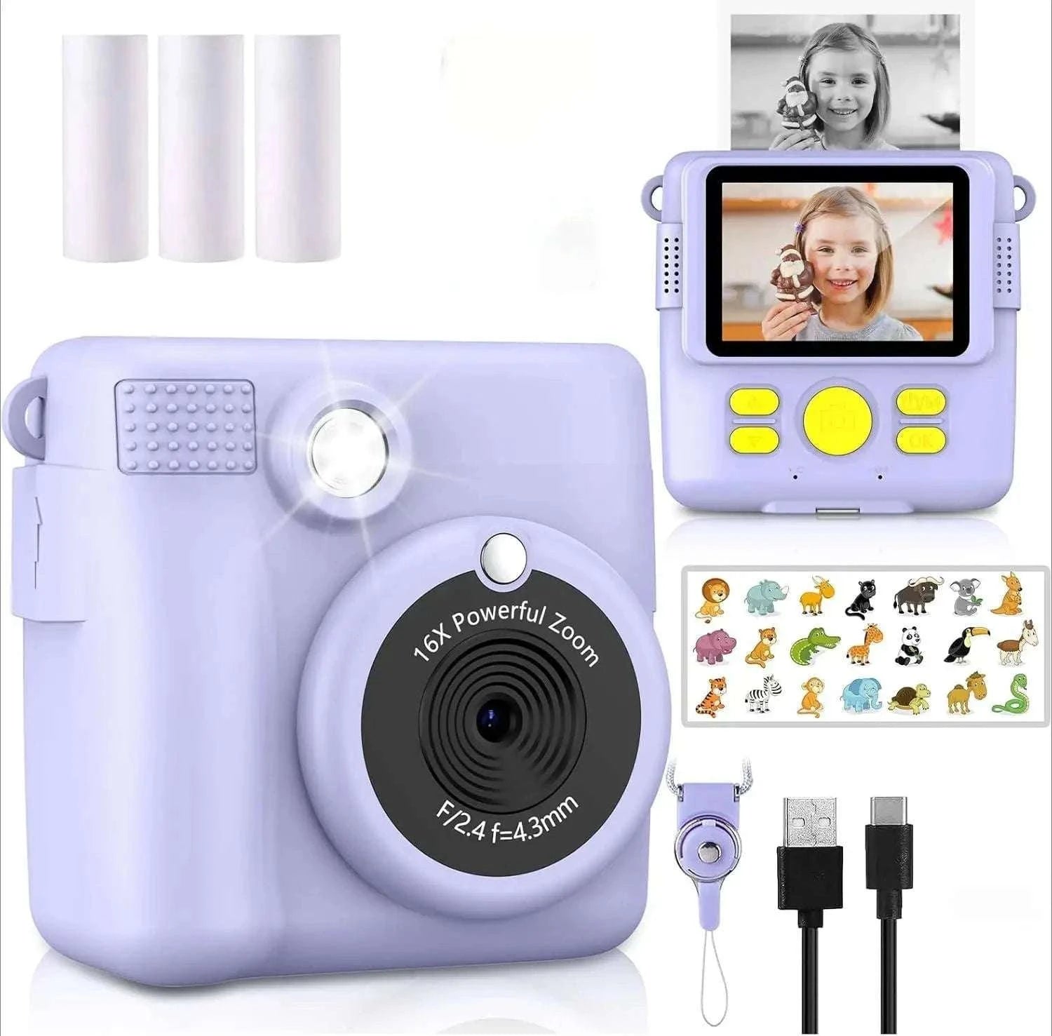 Kids Camera Instant Print with 1080P Video and 32GB Card-