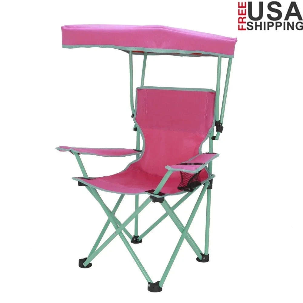 Kids Canopy Camp Chair with Safety Lock & Adjustable Sunshade-United States