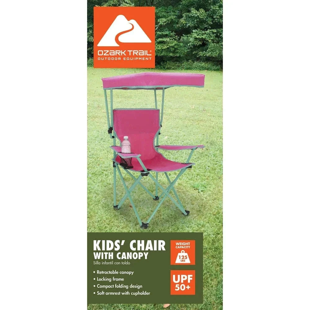 Kids Canopy Camp Chair with Safety Lock & Adjustable Sunshade-United States
