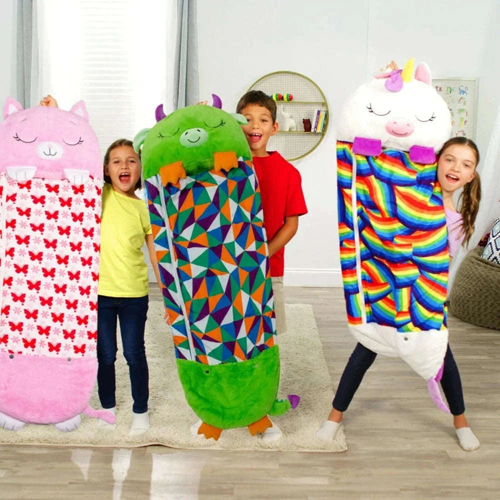 Kids Cartoon Animal Sleeping Bag-pink cat / 180x70cm