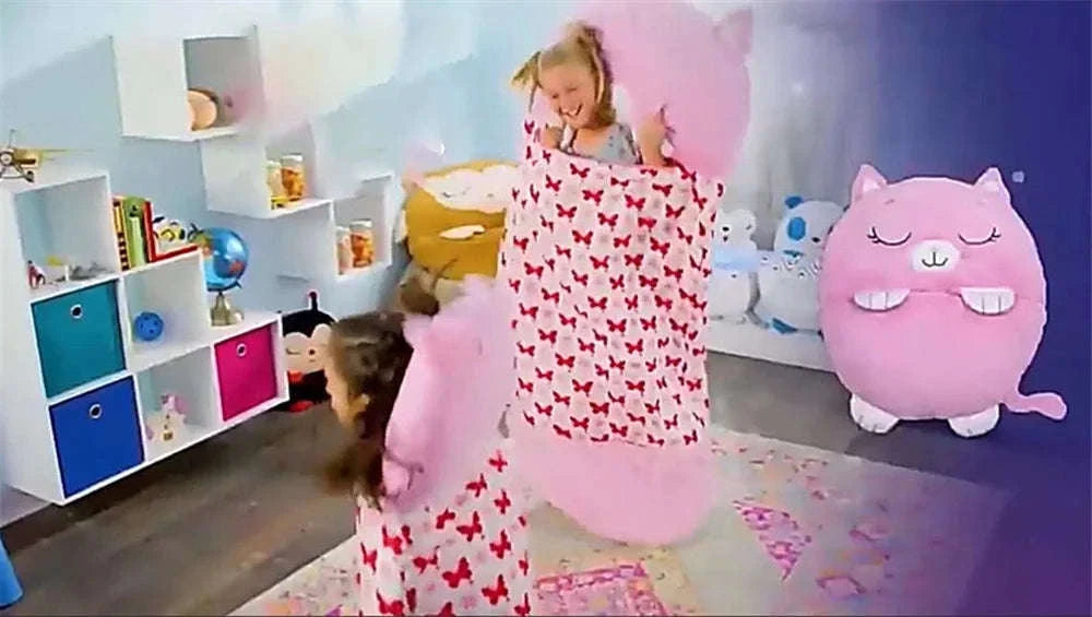 Kids Cartoon Animal Sleeping Bag-pink cat / 180x70cm