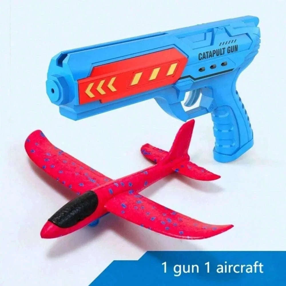 Kids Catapult Foam Glider Plane Set for Outdoor Play-Large gun yellow