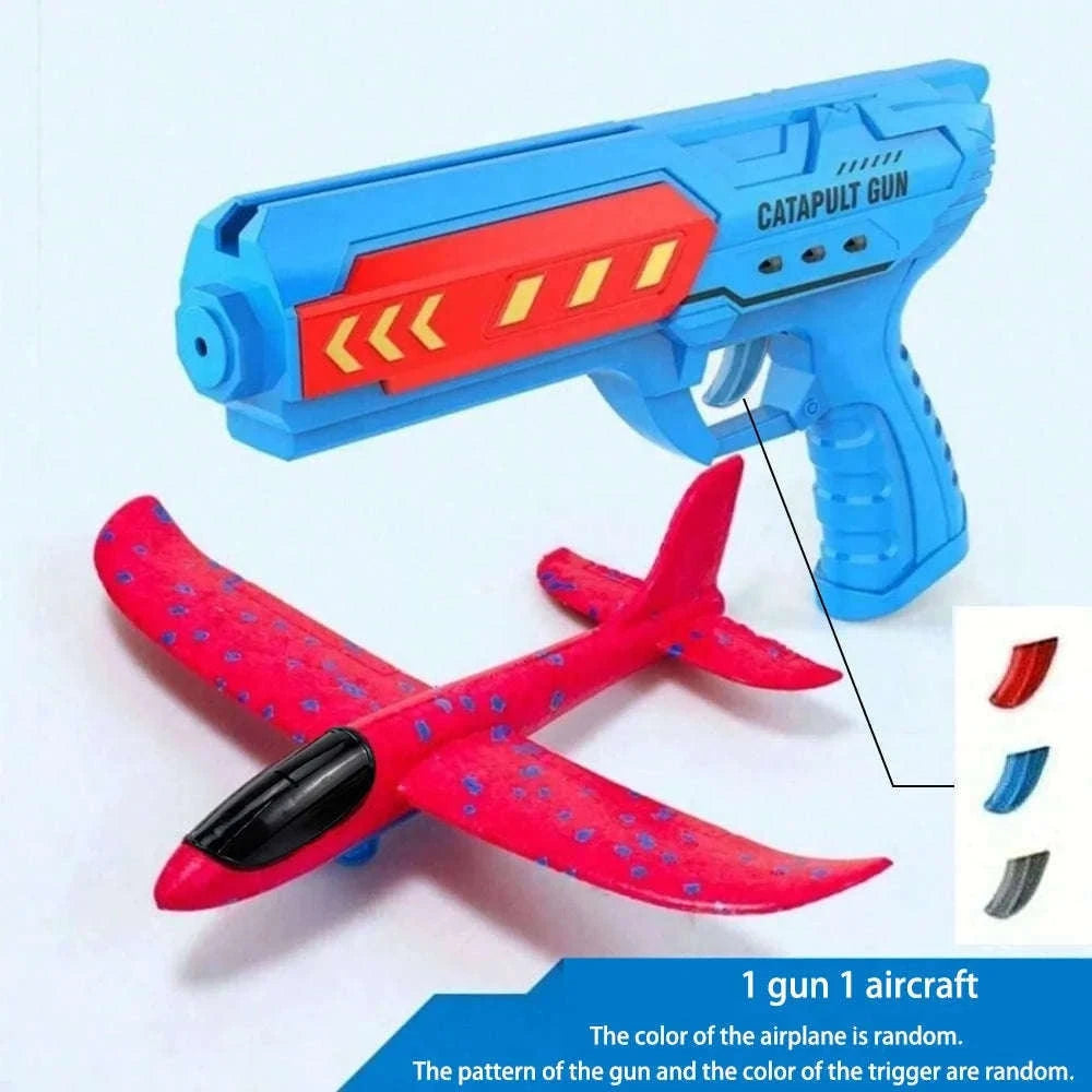 Kids Catapult Foam Glider Plane Set for Outdoor Play-Large gun yellow