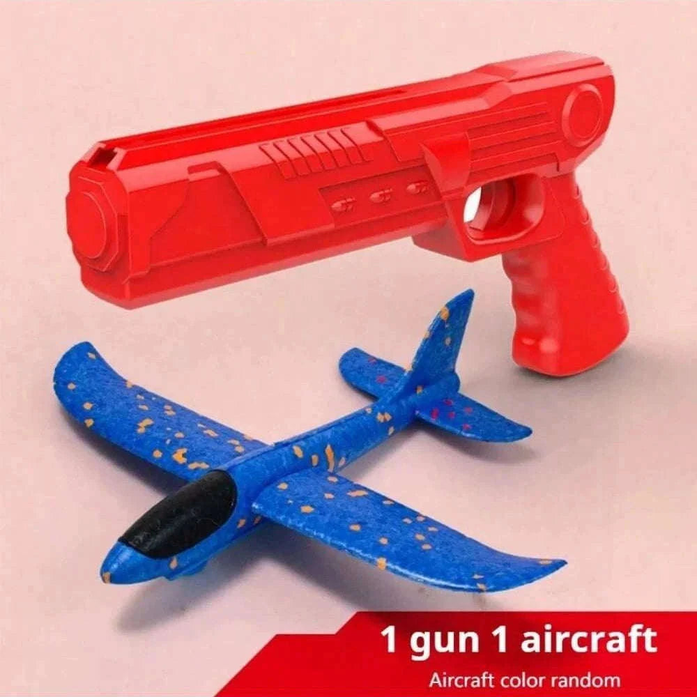 Kids Catapult Foam Glider Plane Set for Outdoor Play-Large gun yellow