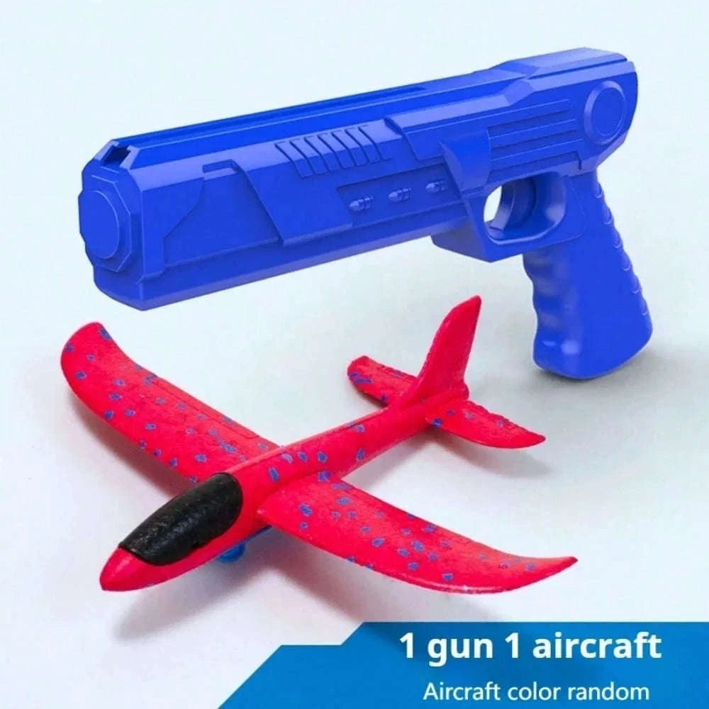 Kids Catapult Foam Glider Plane Set for Outdoor Play-Large gun yellow