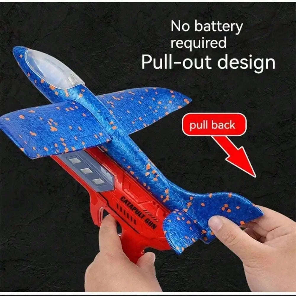 Kids Catapult Foam Glider Plane Set for Outdoor Play-Large gun yellow