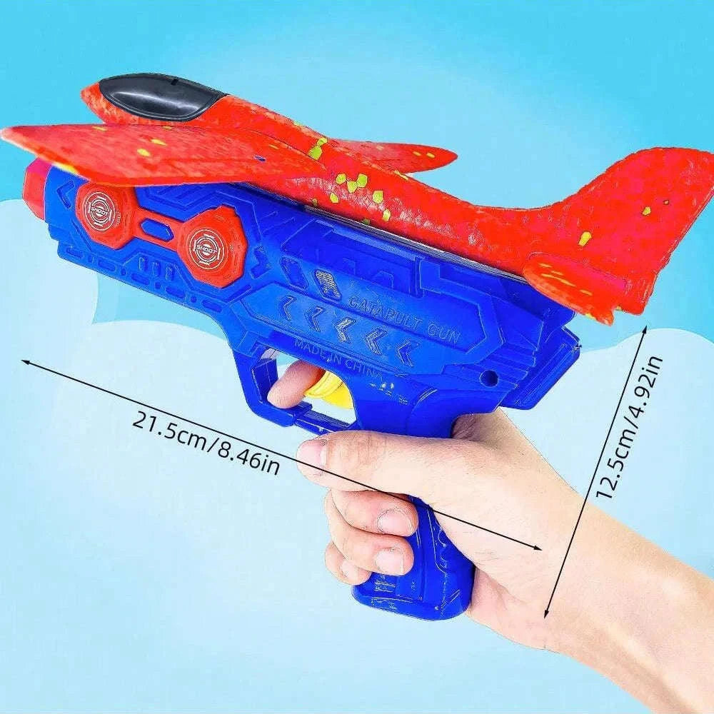 Kids Catapult Foam Glider Plane Set for Outdoor Play-Large gun yellow
