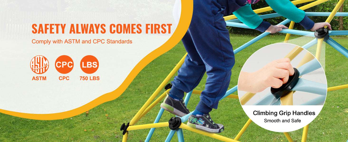 Kids Climbing Dome Jungle Gym with Swing & Hammock (6–12FT)-12FT Type A / france