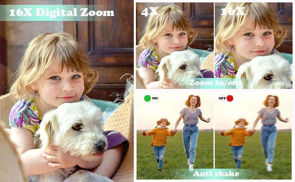 Kids Digital Camera 1080P with 16X Zoom and 32GB Card-PURPLE / United States