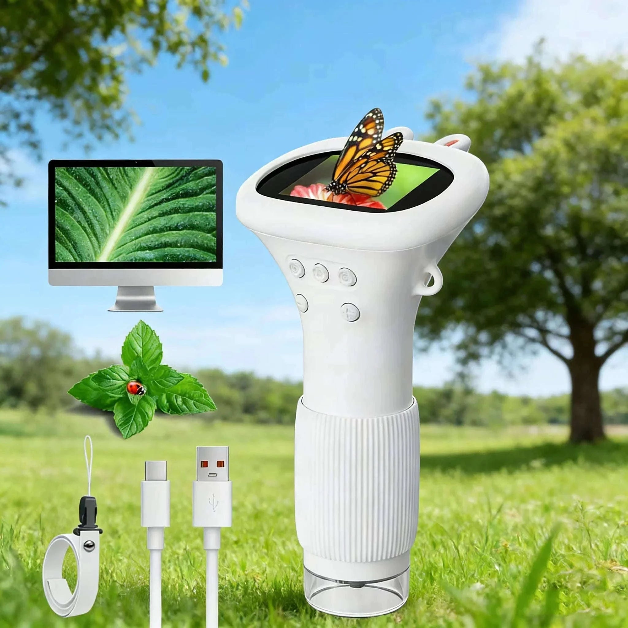 Kids Digital Microscope with 2-Inch Screen and 1000x Zoom-Yellow / 1000X