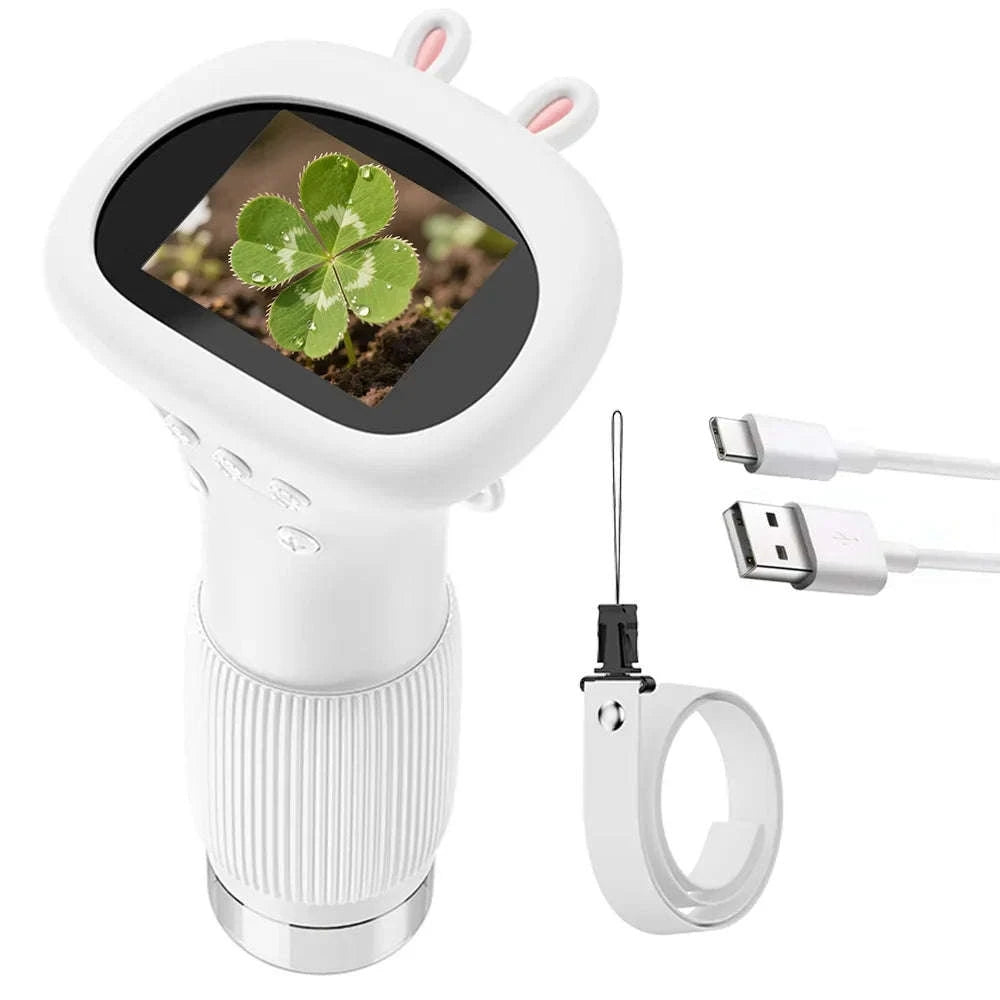 Kids Digital Microscope with 2-Inch Screen and 1000x Zoom-Yellow / 1000X