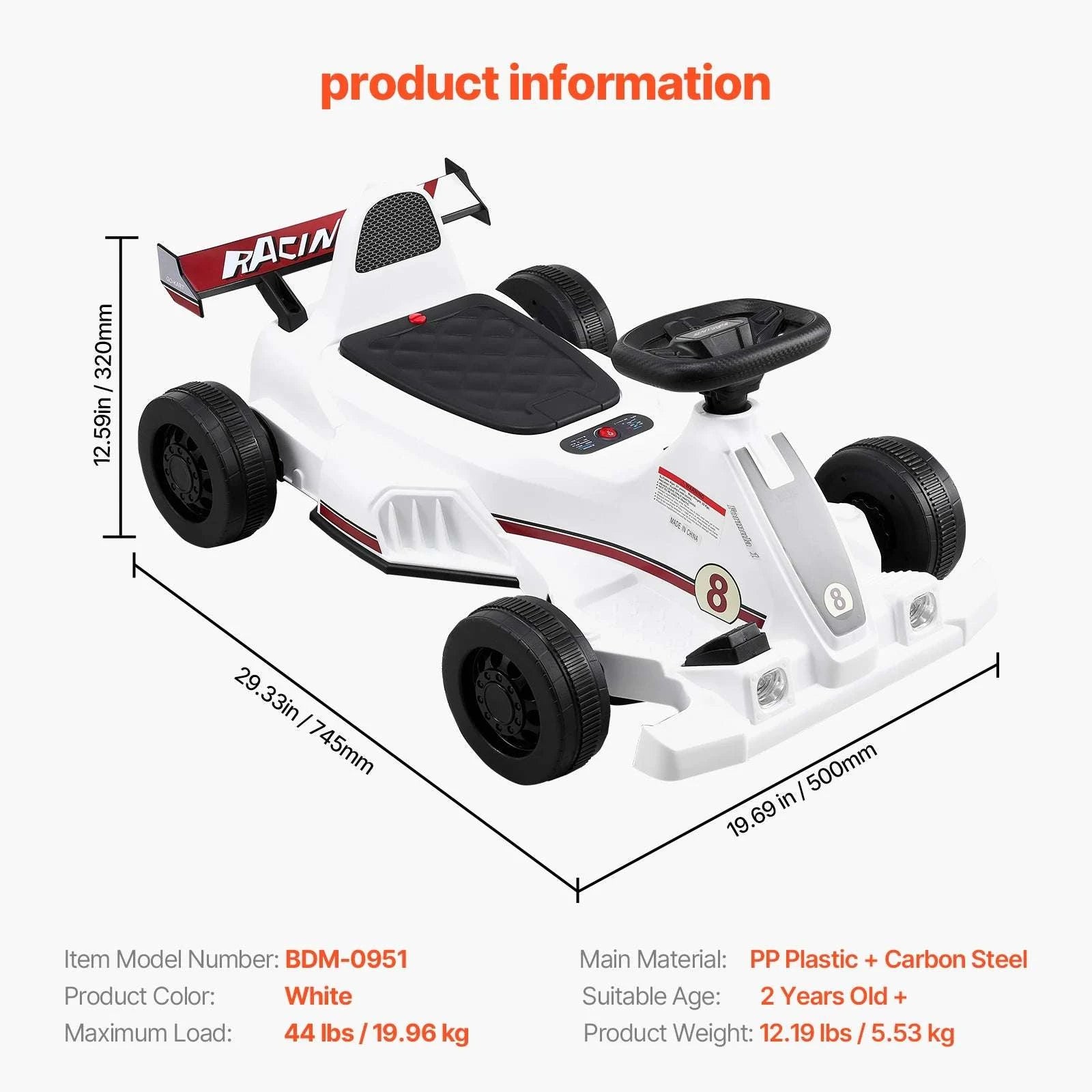 Kids Electric Go Kart 6V Pedal Ride-On with Headlight & Horn-6V / United States