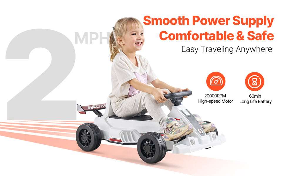 Kids Electric Go Kart 6V Pedal Ride-On with Headlight & Horn-6V / United States