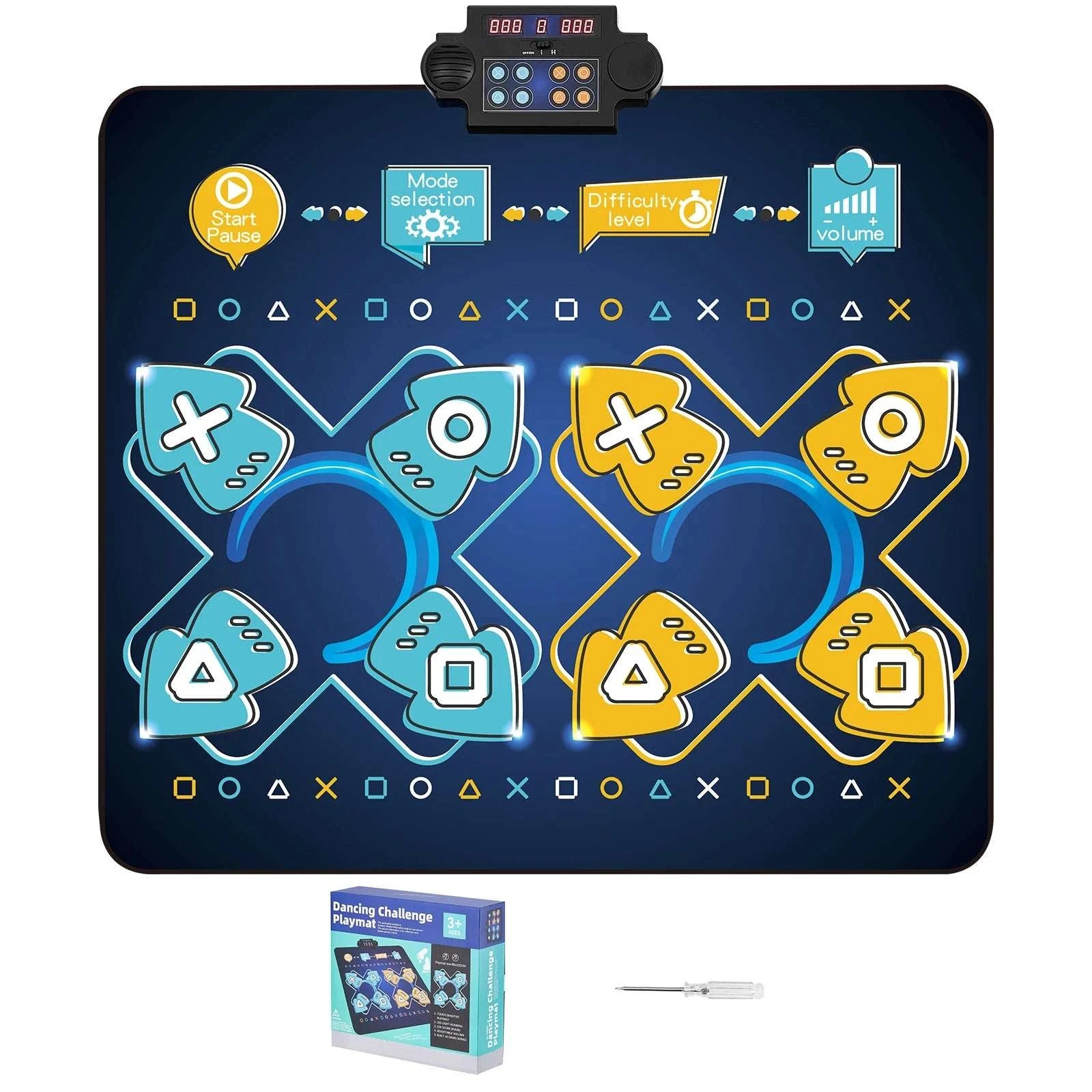 Kids Electronic Dance Mat with 8 Buttons, Music & 2 Player Modes-Blue / United States