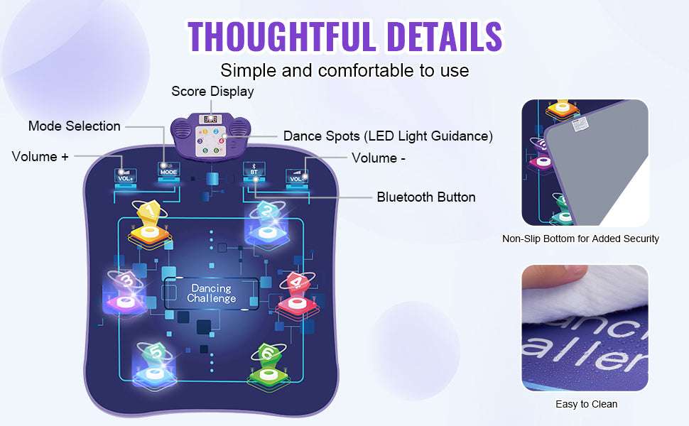 Kids Electronic Dance Mat with Bluetooth & 5 Play Modes-6-Button / United States