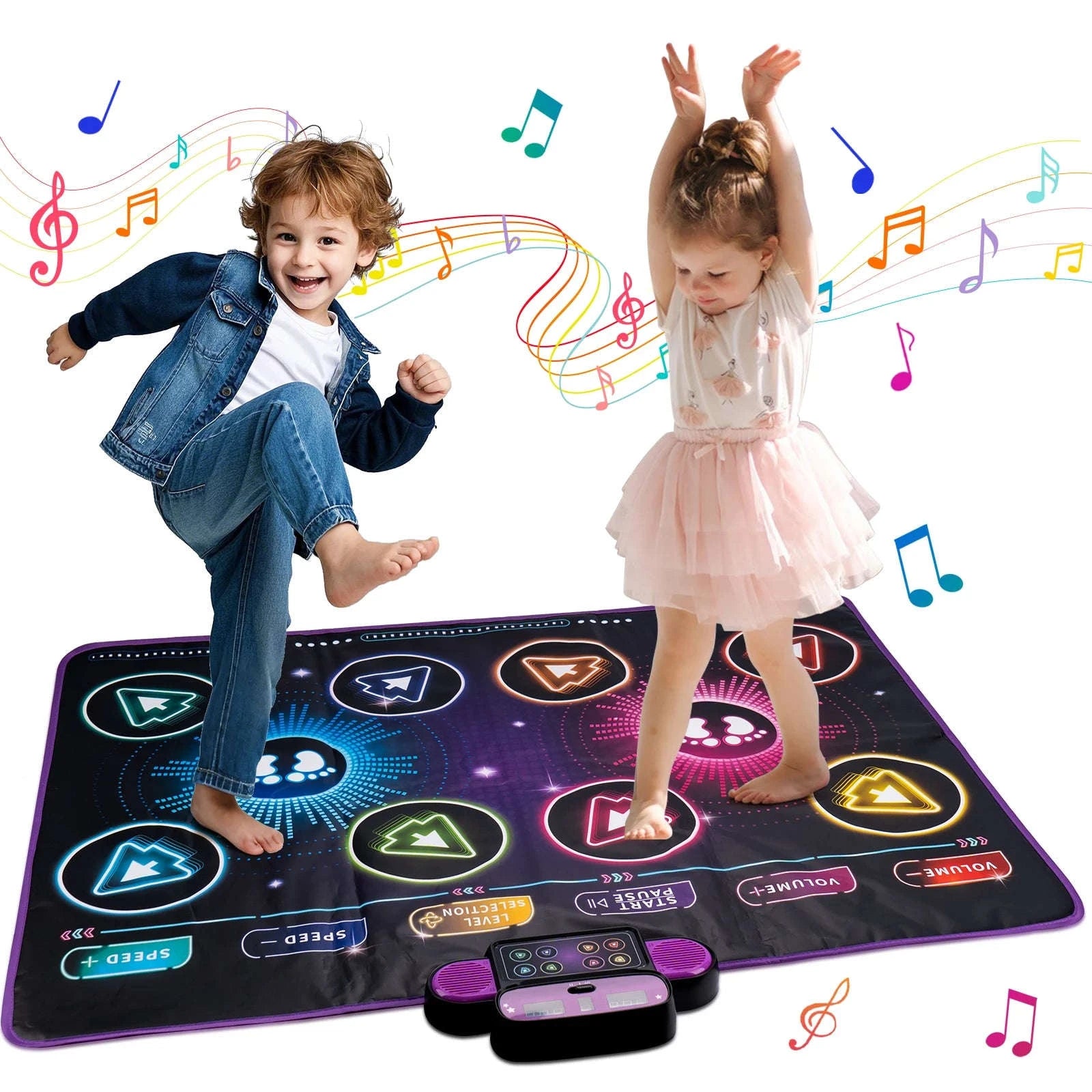 Kids Electronic Dance Mat with Double Player Mode-91x87cm Blue-no box / China Mainland