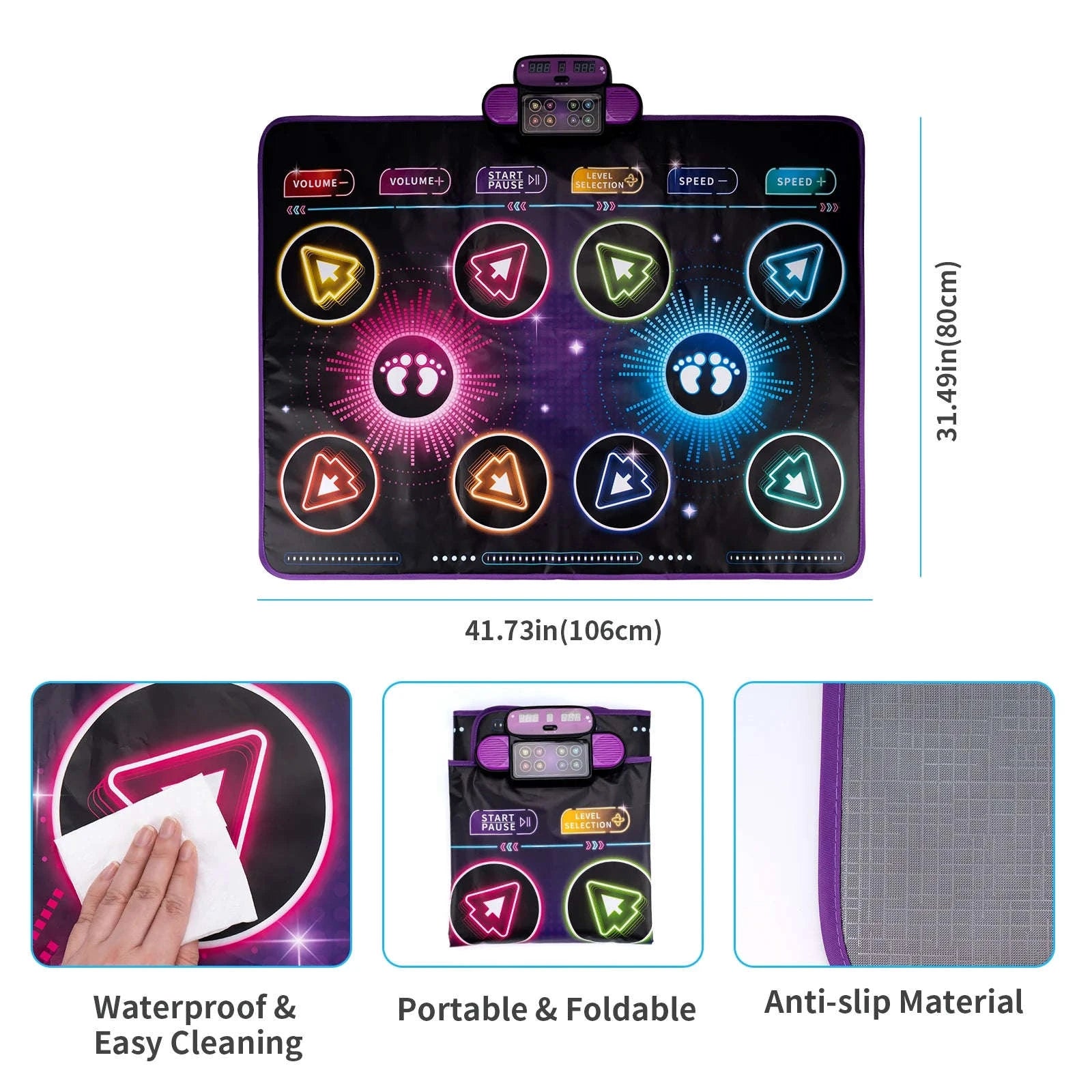 Kids Electronic Dance Mat with Double Player Mode-91x87cm Blue-no box / China Mainland
