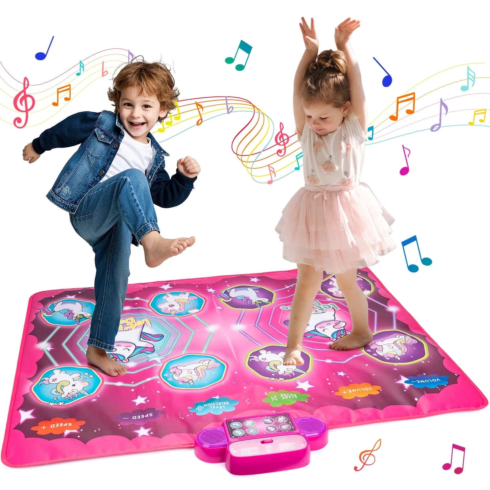 Kids Electronic Dance Mat with Double Player Mode-91x87cm Blue-no box / China Mainland