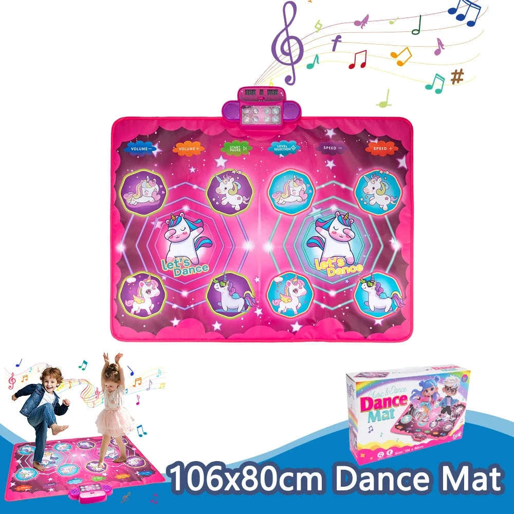 Kids Electronic Dance Mat with Double Player Mode-91x87cm Blue-no box / China Mainland