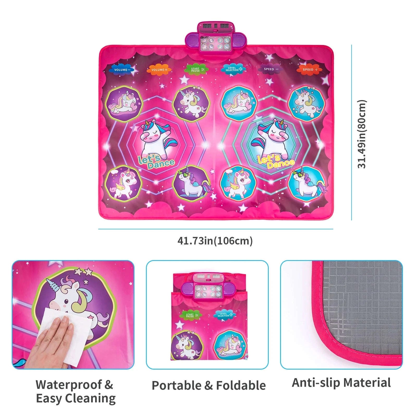 Kids Electronic Dance Mat with Double Player Mode-91x87cm Blue-no box / China Mainland