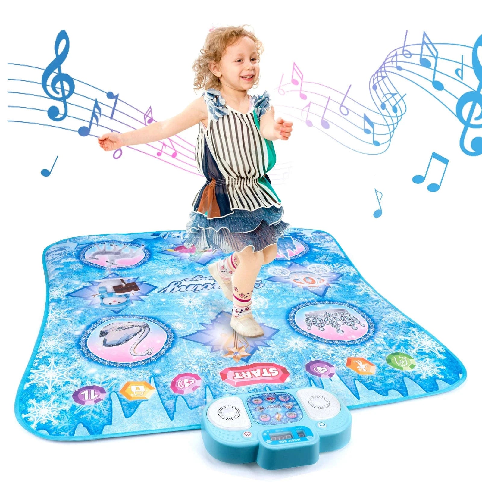 Kids Electronic Dance Mat with Double Player Mode-91x87cm Blue-no box / China Mainland