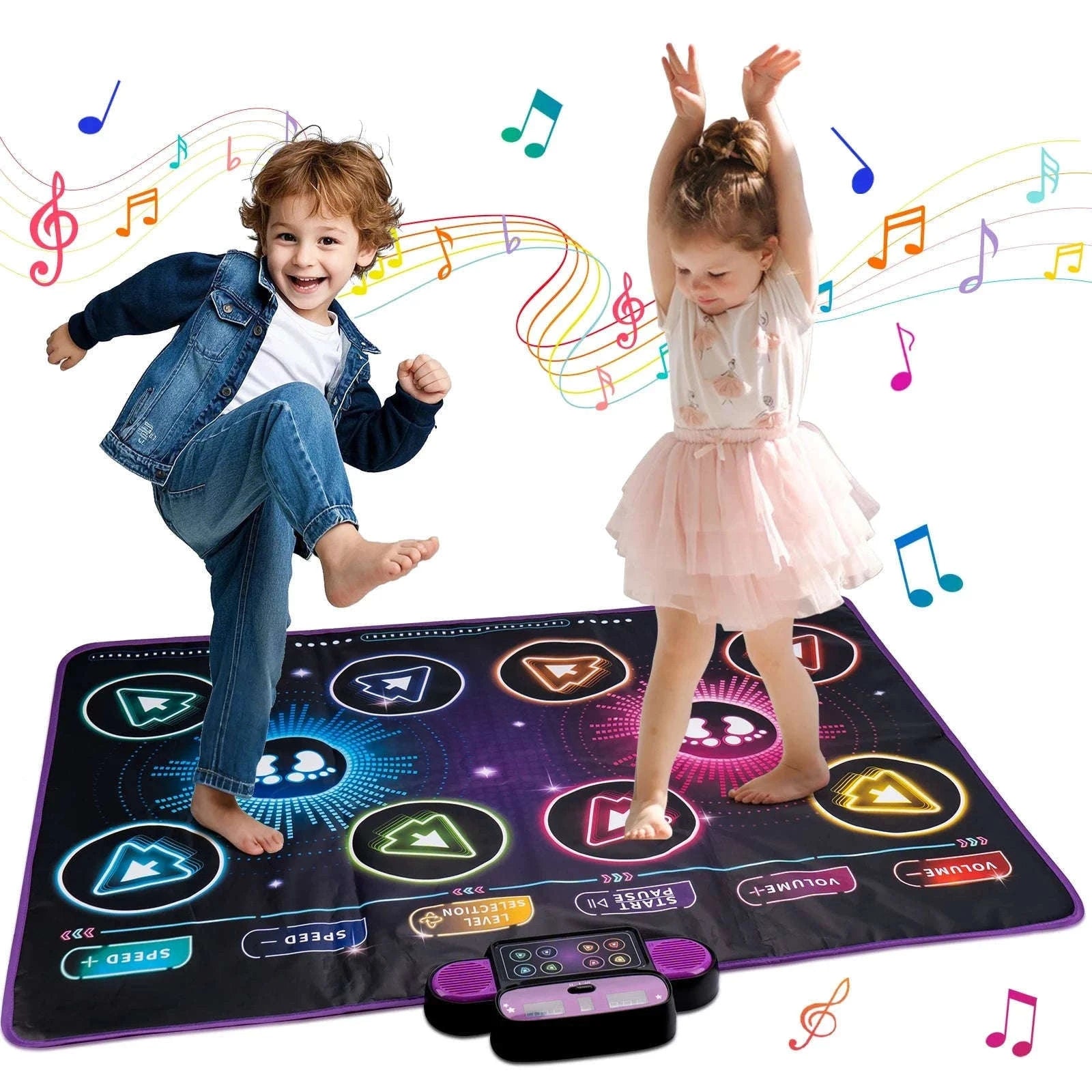 Kids Electronic Dance Mat with Double Player Mode-91x87cm Pink-no box / China Mainland