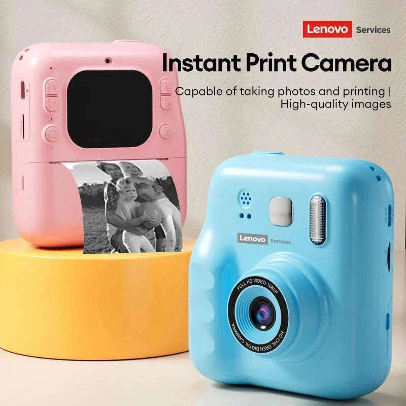 Kids Instant Print Camera 1080P Dual Lens with 32GB Card-Pink