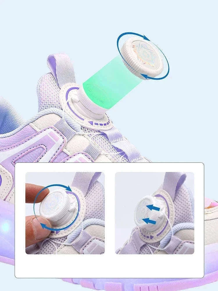 Kids LED Roller Sneakers with Luminous Lights and Hidden Wheels-YQ-188-Red / 29