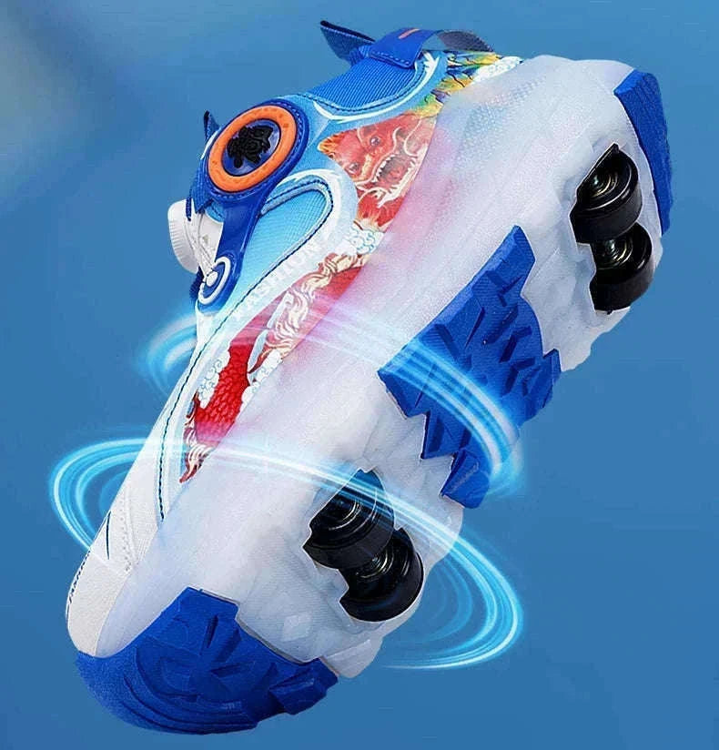 Kids LED Roller Sneakers with Luminous Lights and Hidden Wheels-YQ-188-Red / 29