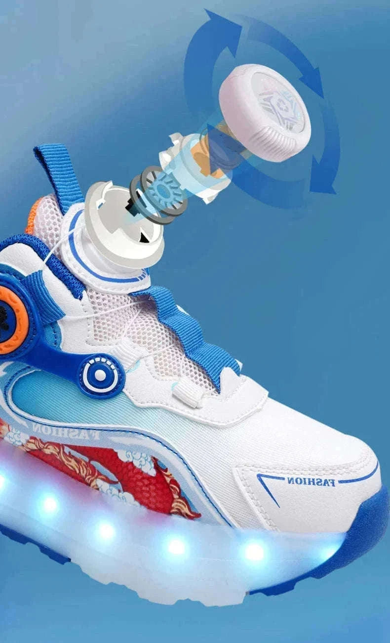 Kids LED Roller Sneakers with Luminous Lights and Hidden Wheels-YQ-188-Red / 29