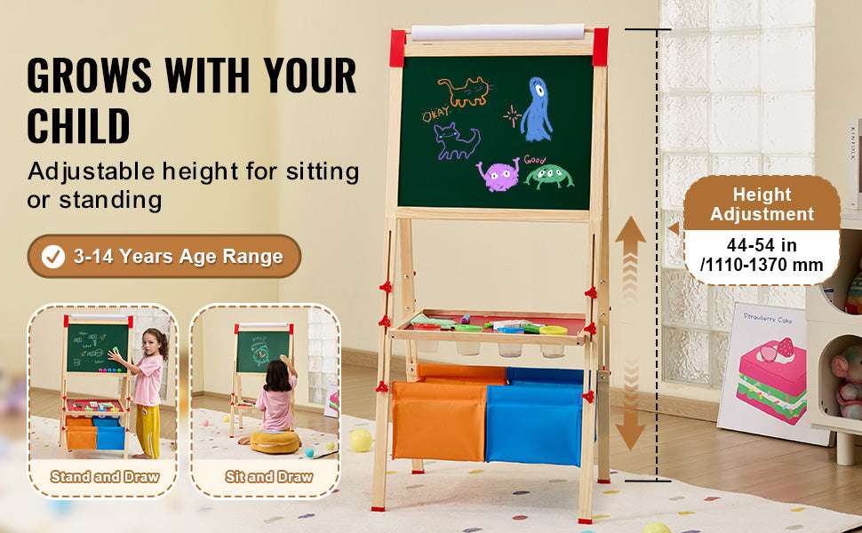 Kids Magnetic Art Easel Drawing Board with Adjustable Height Set-1PC / United States