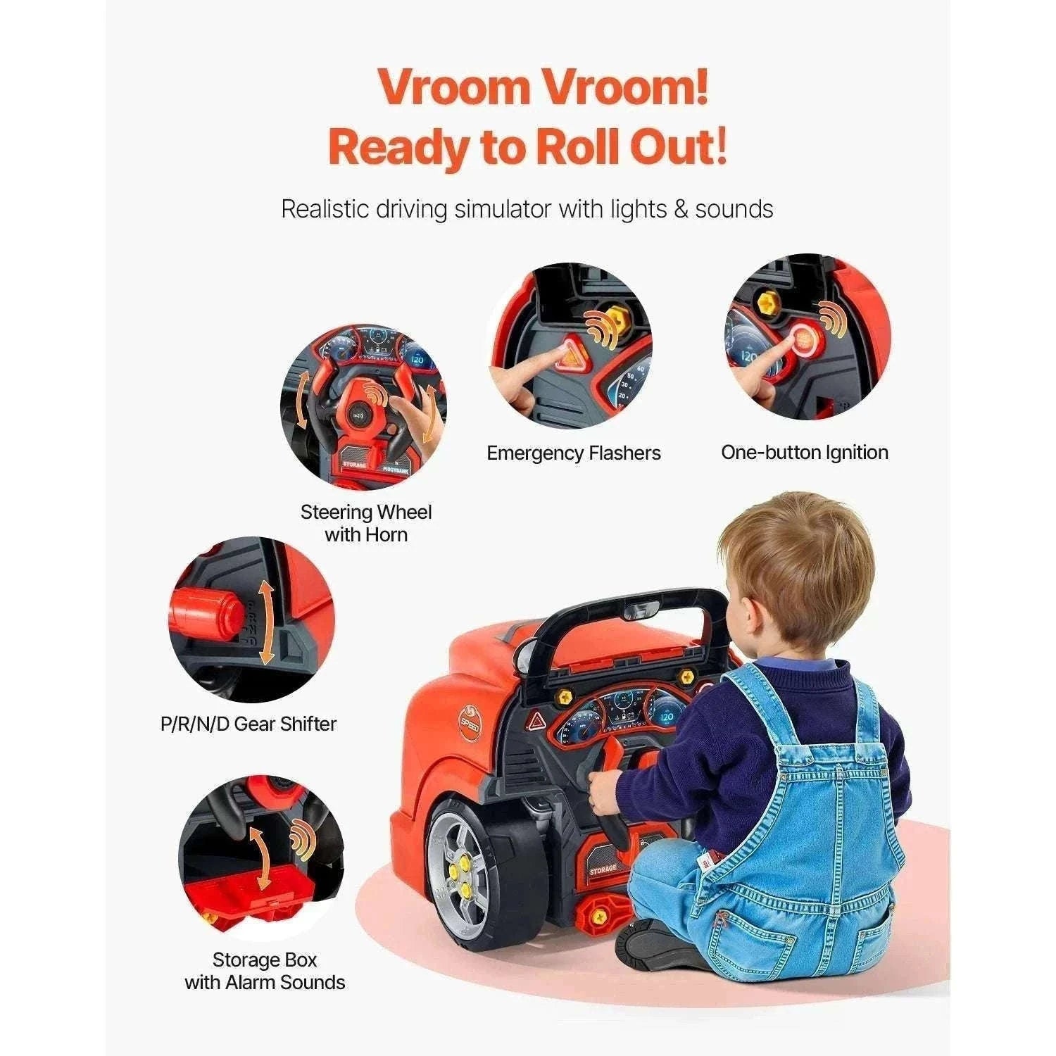 Kids Mechanic Truck Engine Toy Set with Tools, Lights & Sounds (60pcs)-Red / france