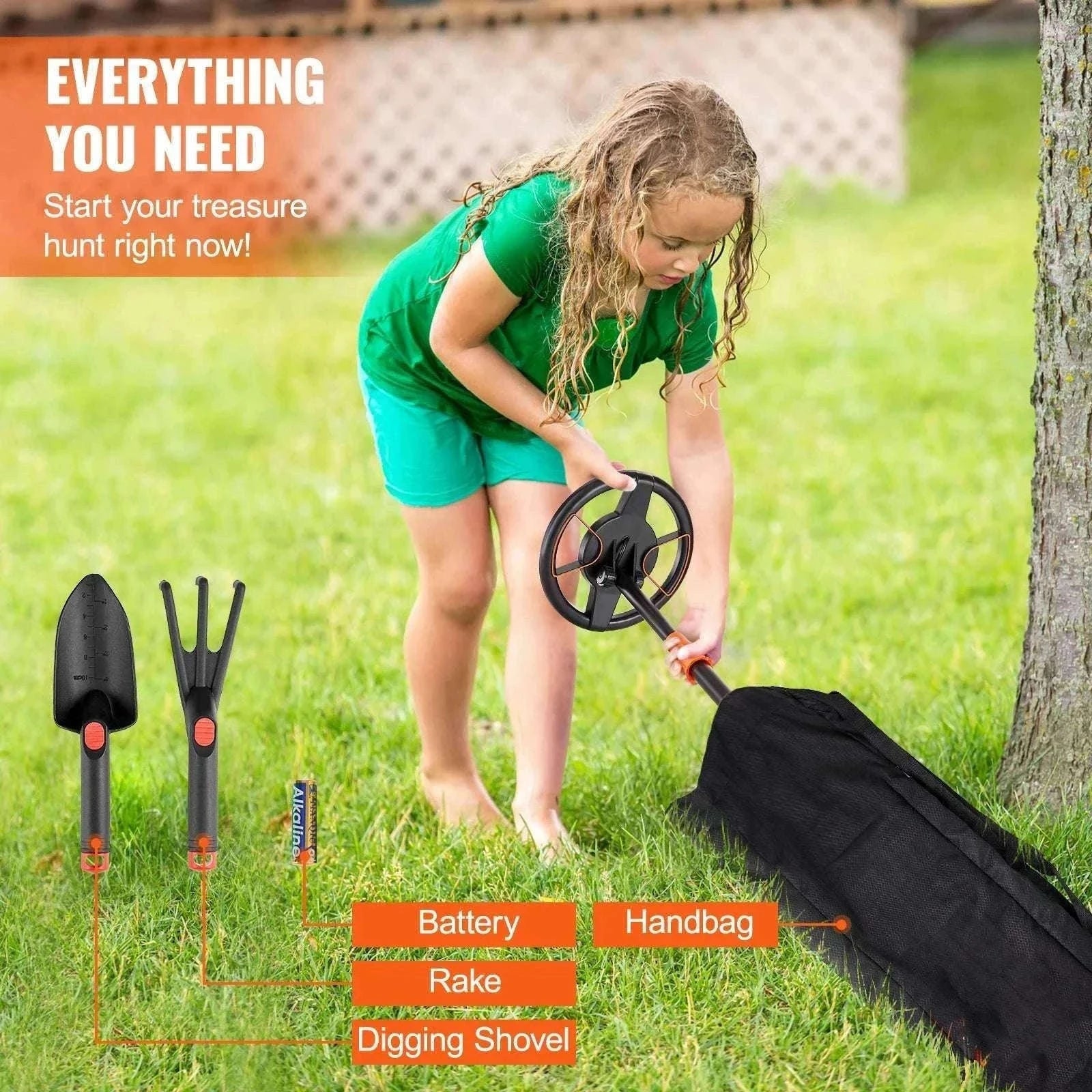 Kids Metal Detector 6" Waterproof Coil with LCD & Adjustable Handle-6 Inch Search Coil / france