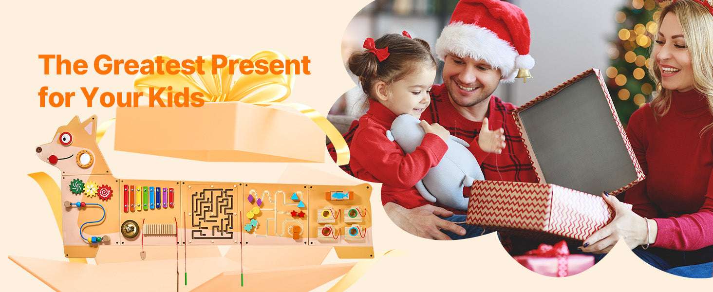 Kids Montessori Wall Busy Board – 12 Activity Sensory Panel-Puppy / United States