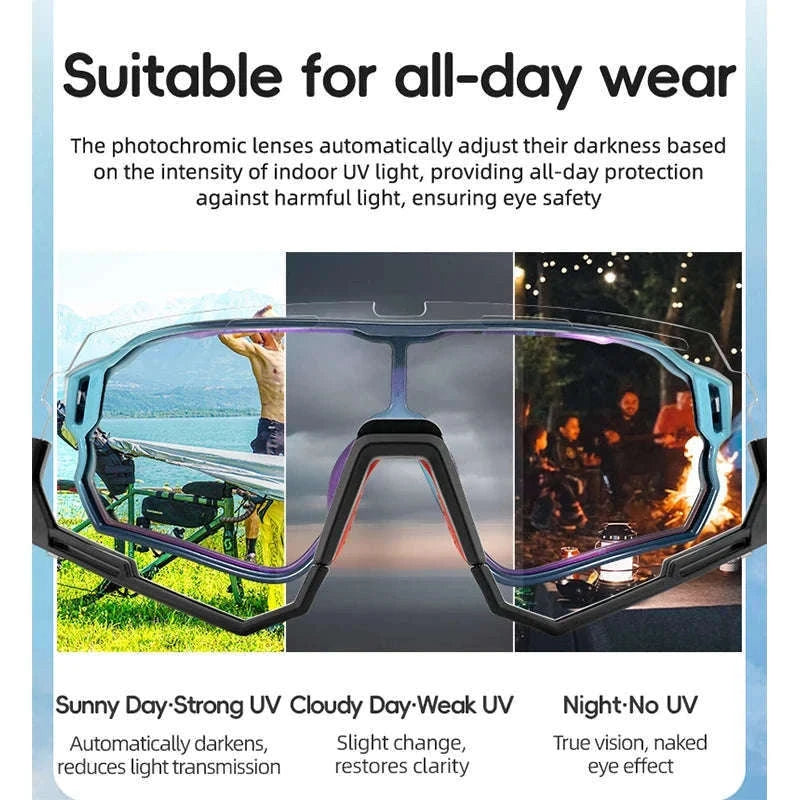Kids Photochromic Cycling Sunglasses UV400 Protective Sports Eyewear-SP314-03 / Photochromic Lens
