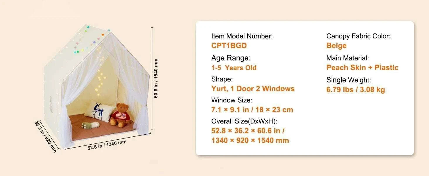 Kids Play Tent with Mat & Light – Indoor Outdoor Yurt for Ages 1–5-france