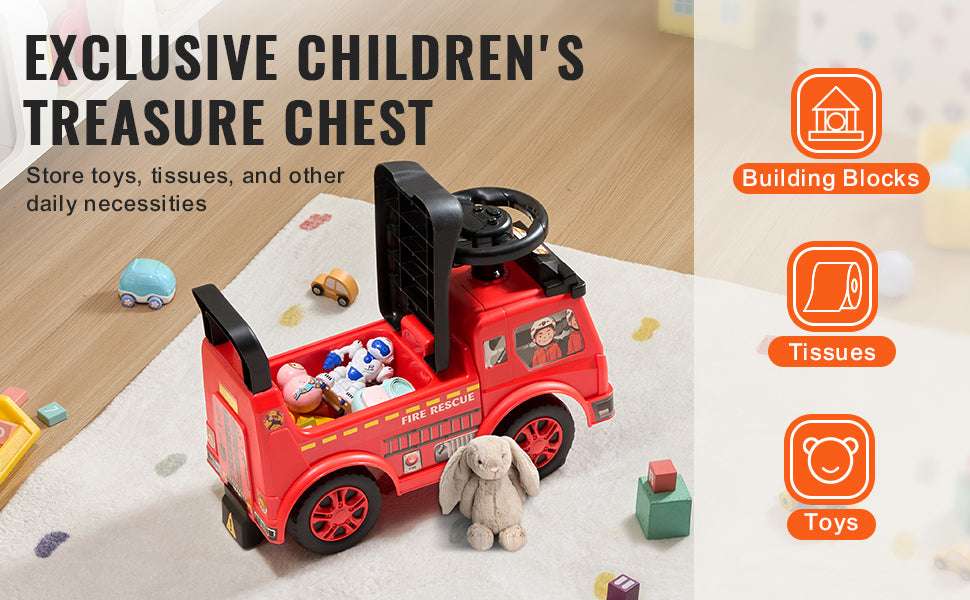 Kids Ride On Push Car with Music & Storage Seat for Toddlers-