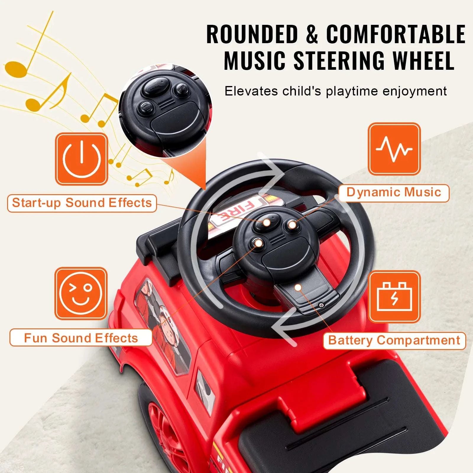 Kids Ride On Push Car with Music & Storage Seat for Toddlers-Red / CZECH REPUBLIC