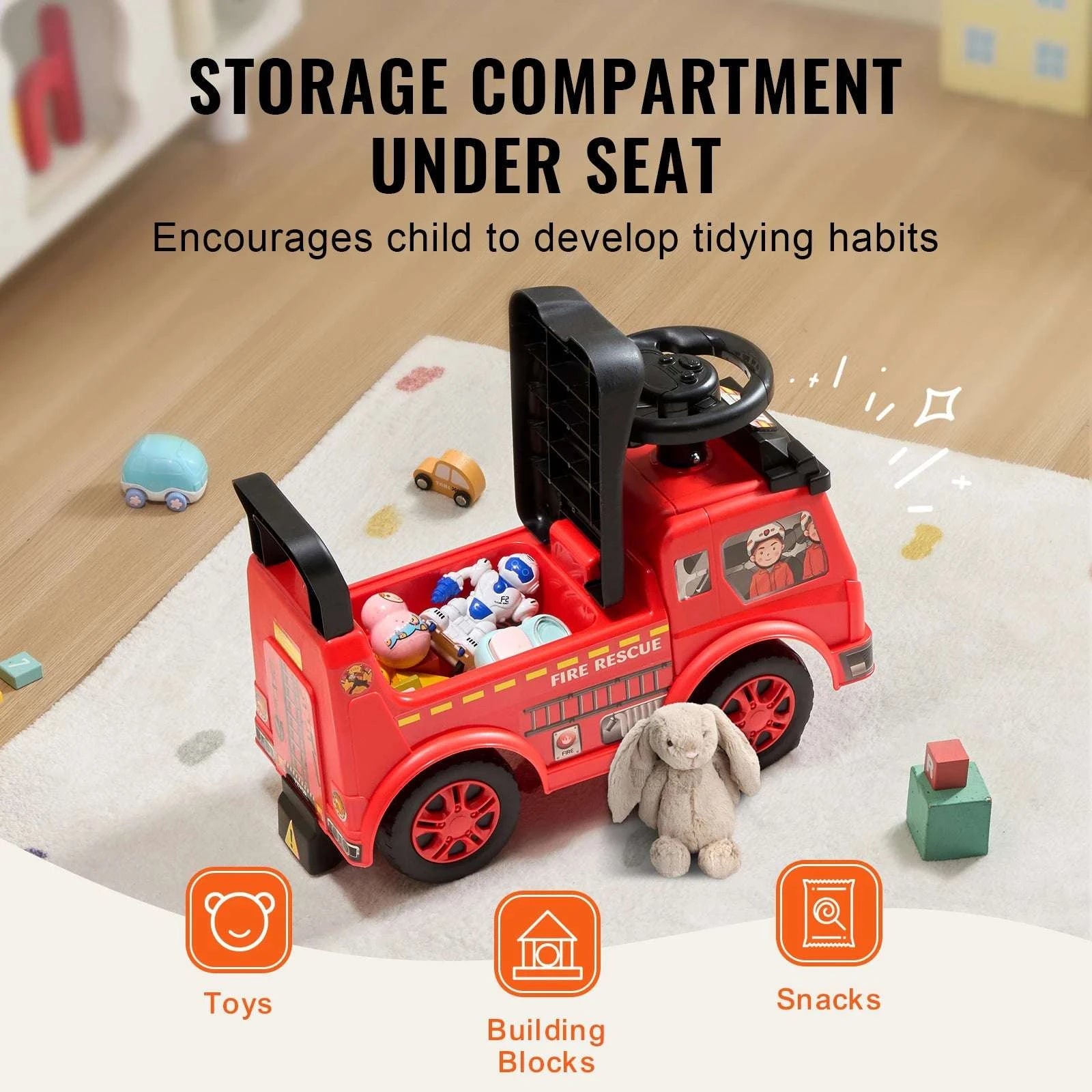 Kids Ride On Push Car with Music & Storage Seat for Toddlers-Red / CZECH REPUBLIC