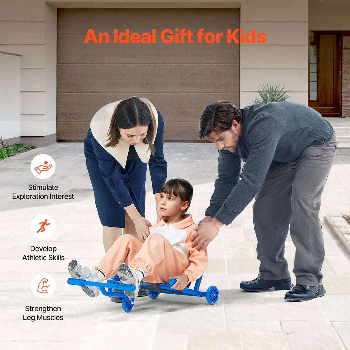 Kids Ride On Scooter with LED Wheels and Brake-L 198lbs / United Kingdom