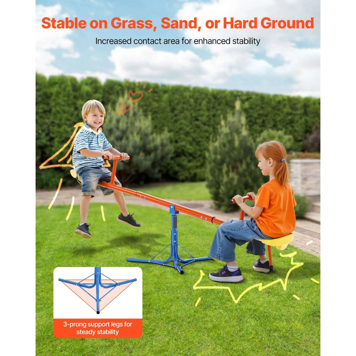 Kids Seesaw with 360° Spin and 3-Leg Support-2 Seats / france