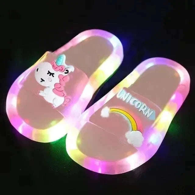 Kids Unicorn Light-Up Slippers for Cozy Everyday Wear-Blue 1 / 24-25(Insole 14.5CM)