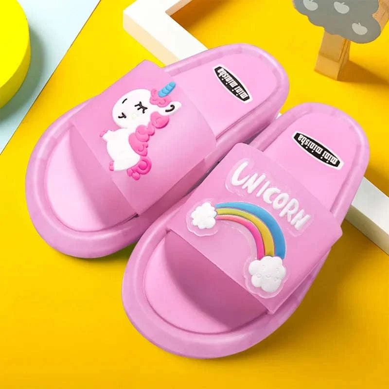 Kids Unicorn Slippers with Light-Up Cartoon Design-Blue 1 / 24-25(Insole 14.5CM)
