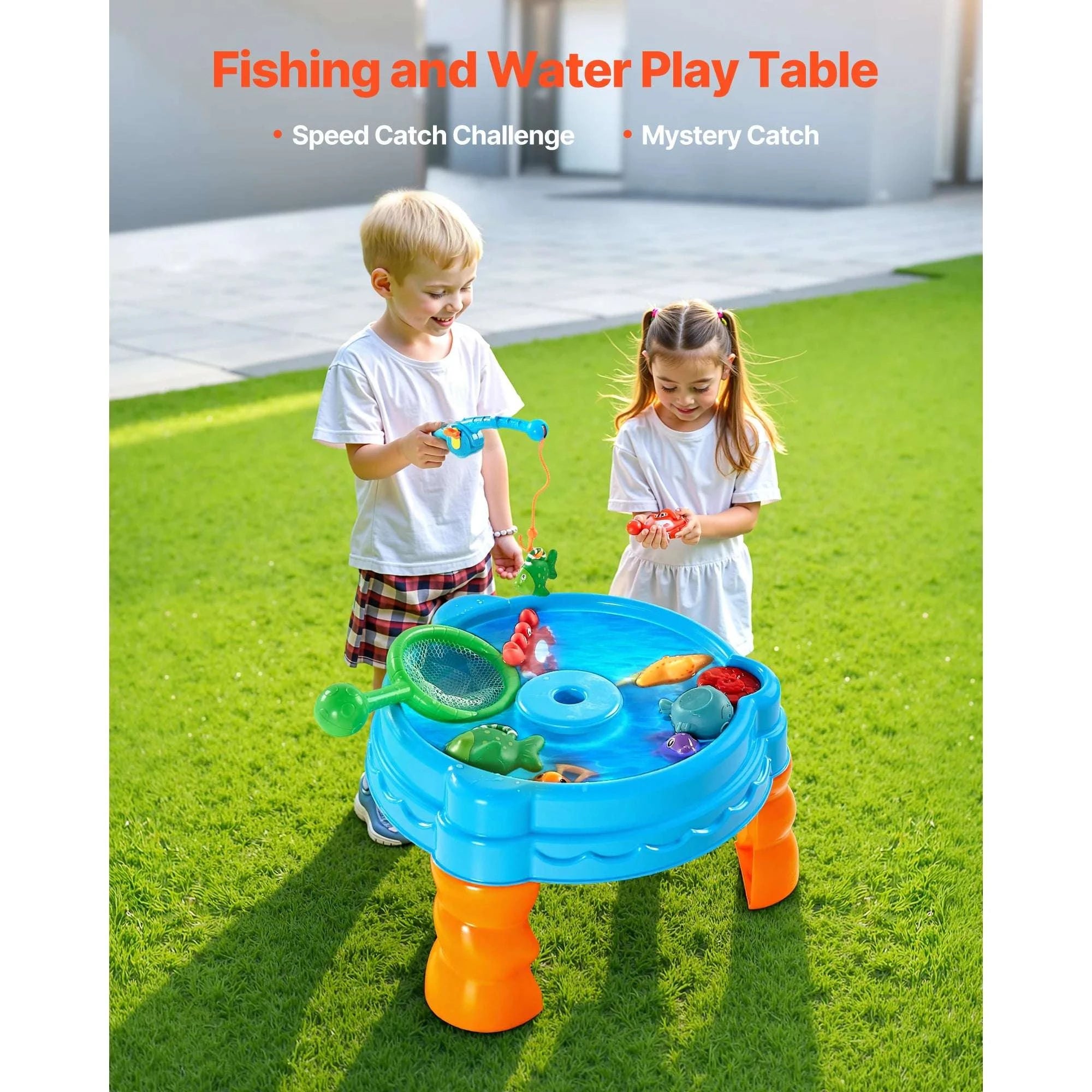 Kids Water Table Playset with Fishing Game & 9 Accessories-Blue / CZECH REPUBLIC