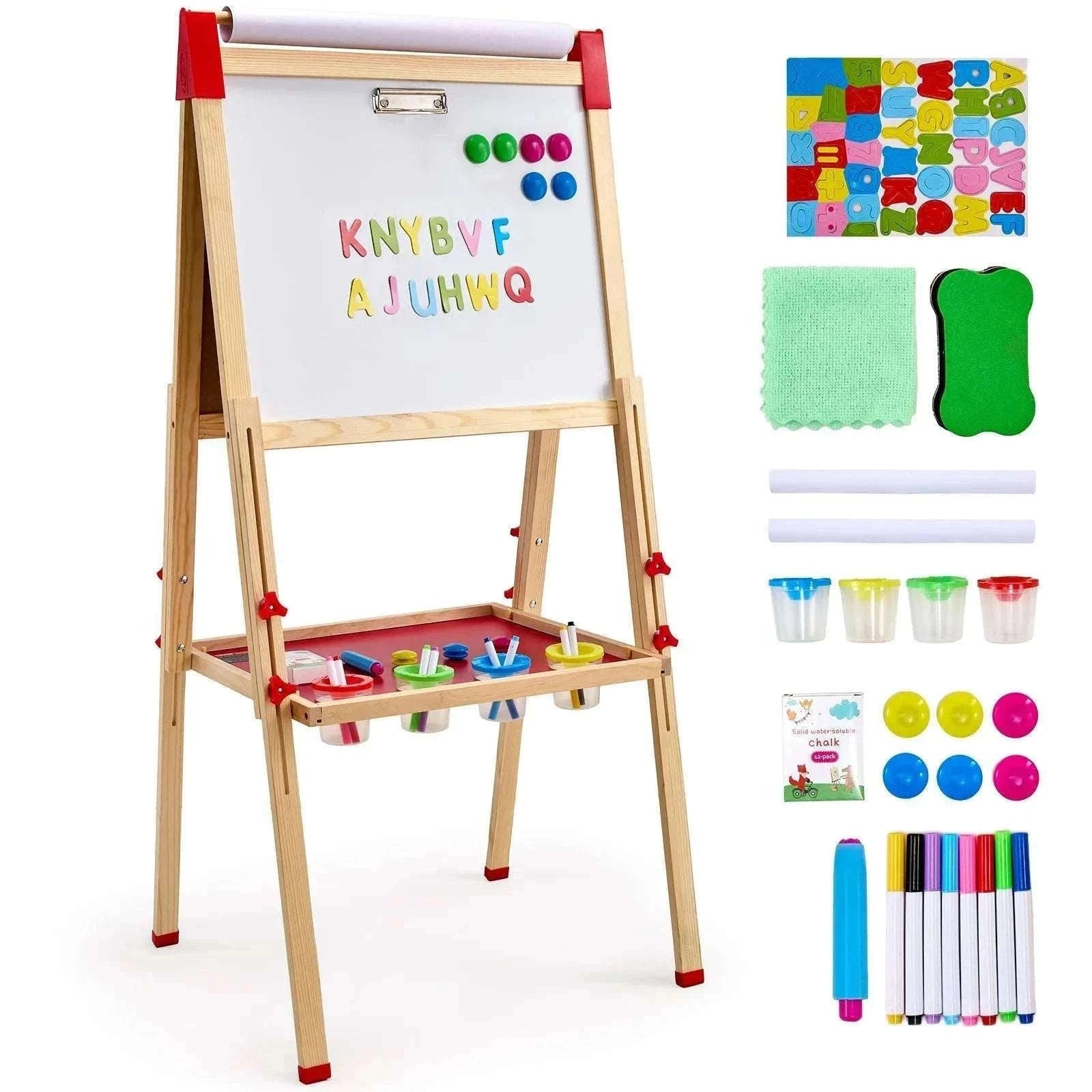 Kids Wooden Art Easel Double-Sided with Chalkboard & Whiteboard Set-1PC / United States