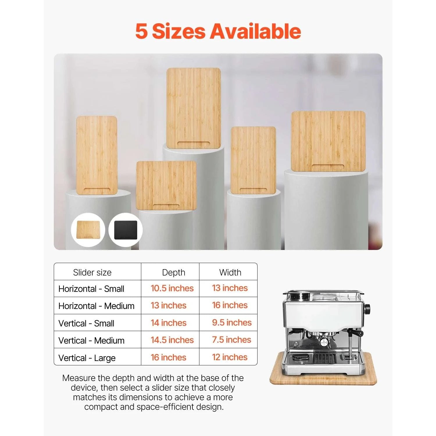 Kitchen Appliance Sliding Tray with Silent Wheels for Countertop Use-14 x 9.5 in / United States