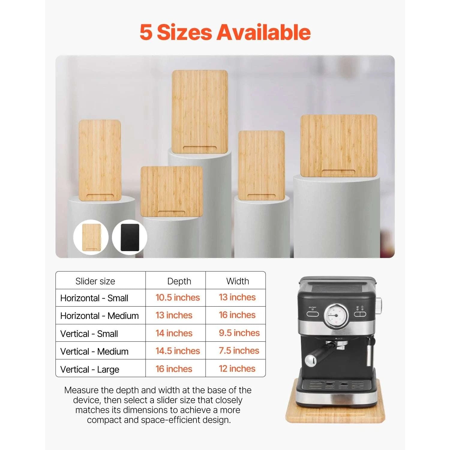 Kitchen Appliance Sliding Tray with Silent Wheels for Countertop Use-14 x 9.5 in / United States
