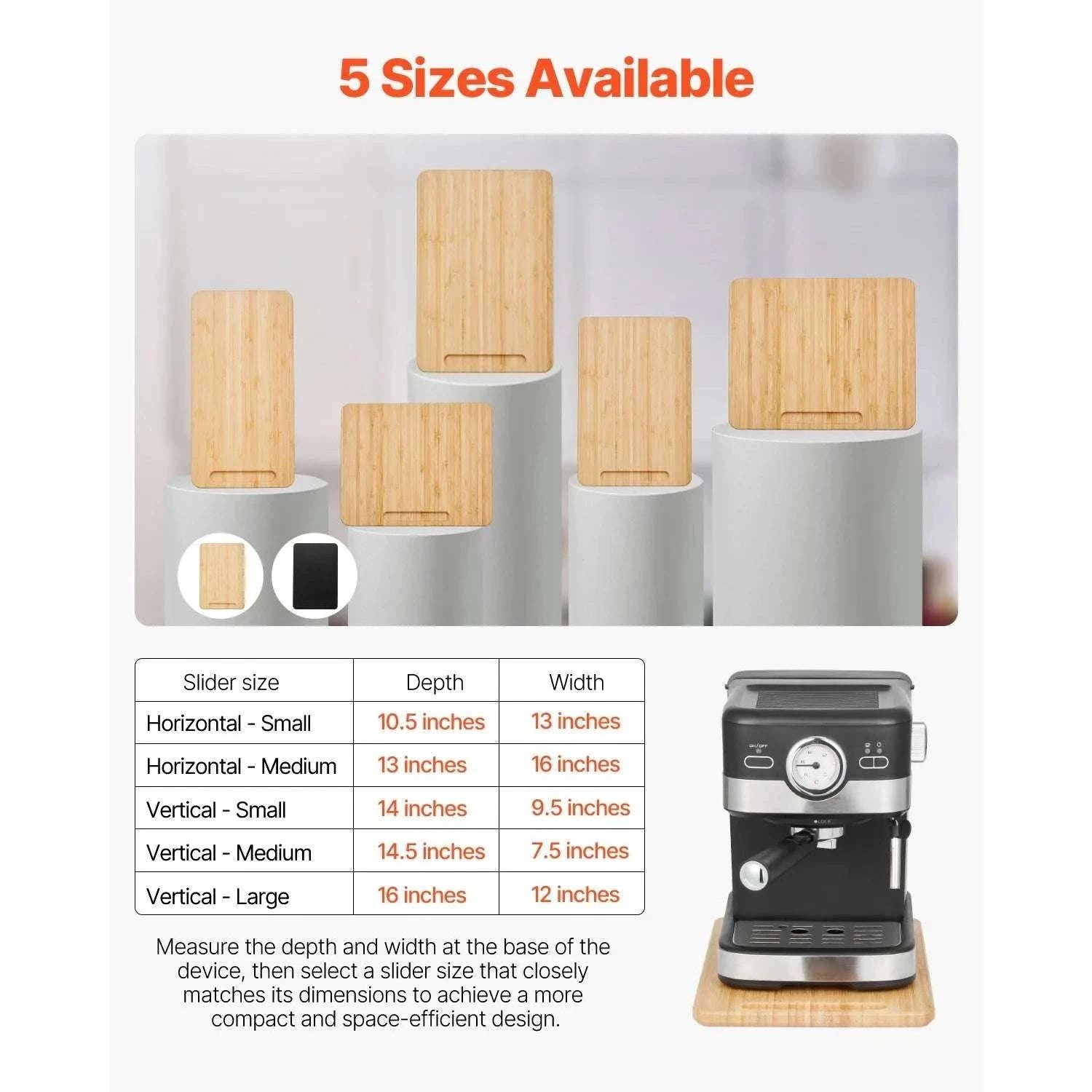 Kitchen Appliance Sliding Tray with Silent Wheels for Countertop Use-14 x 9.5 in / United States